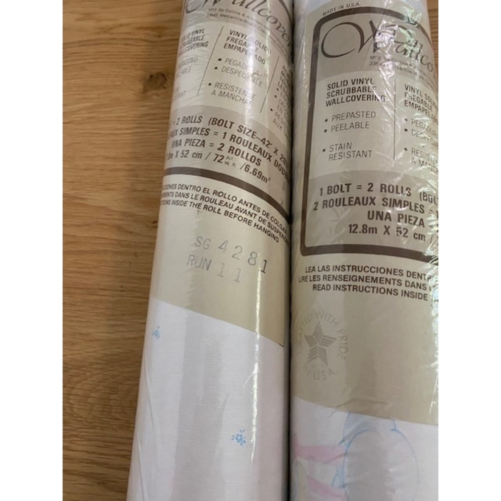 VTG Precious Moments Style Wallpaper 2 Rolls Collins & Aikman Angels Pastel NOS